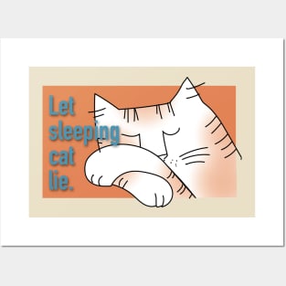 Let sleeping cat lie in orange Posters and Art